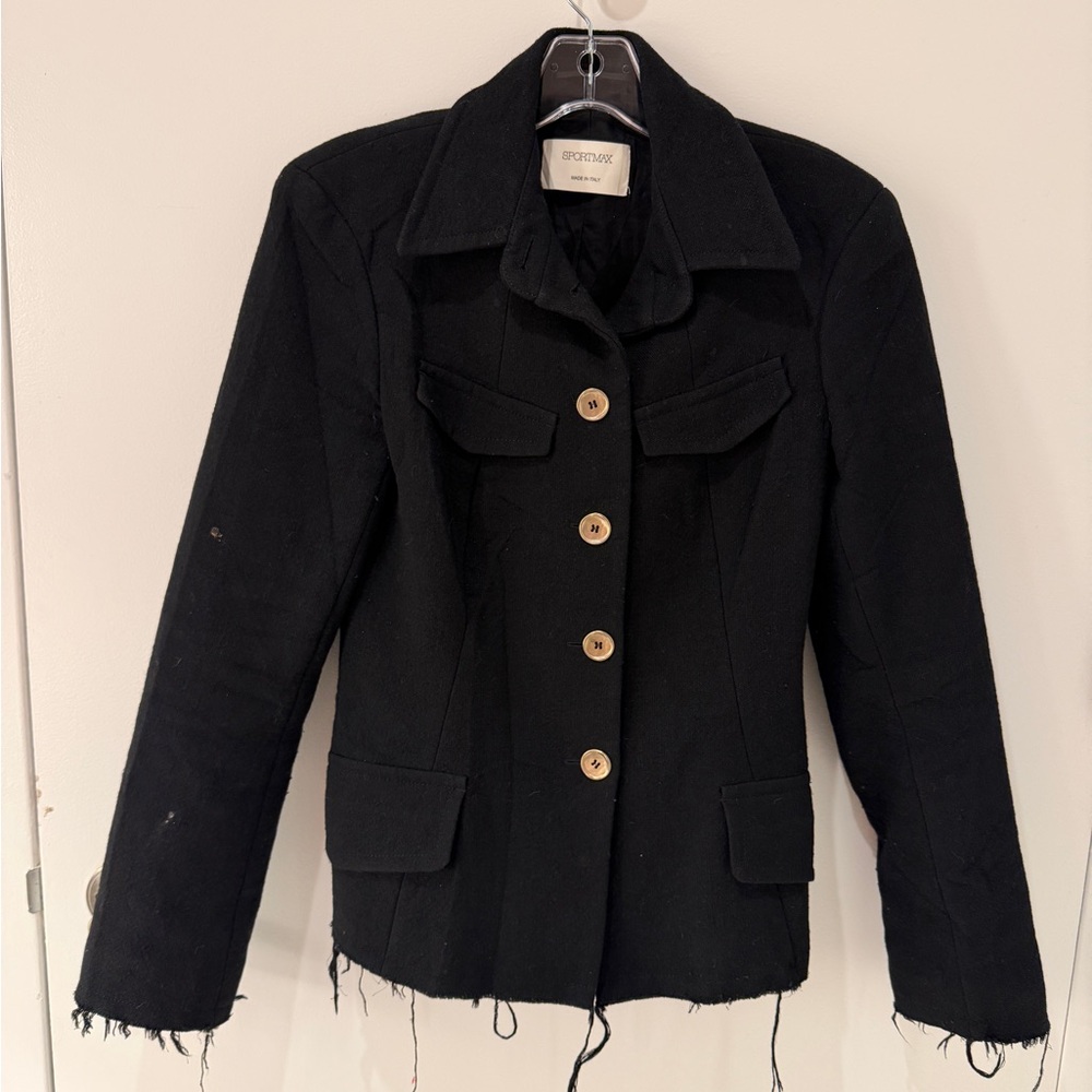 Sportmax Black Blazer with Gold Buttons
